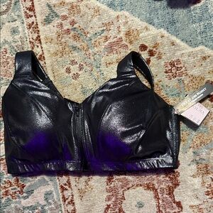 Metallic Black and Silver Sports Bra